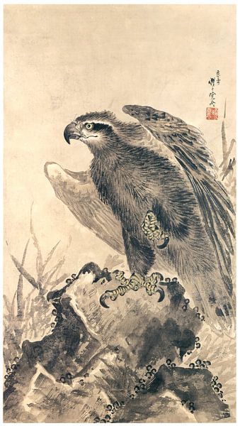 Kawanabe Kyōsai - Adler auf einem Felsen von Peter Balan