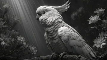 zwart-wit papegaai-kaketoe-ara van Gelissen Artworks