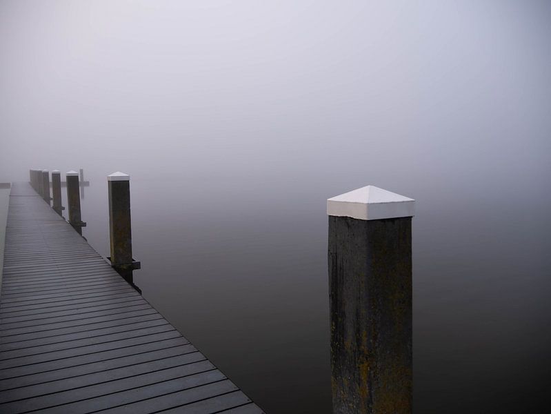 Poles in the fog by Linda van der Meer