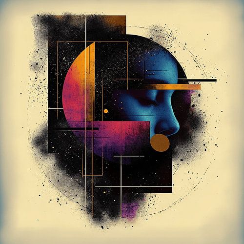 Geometric portrait in blue