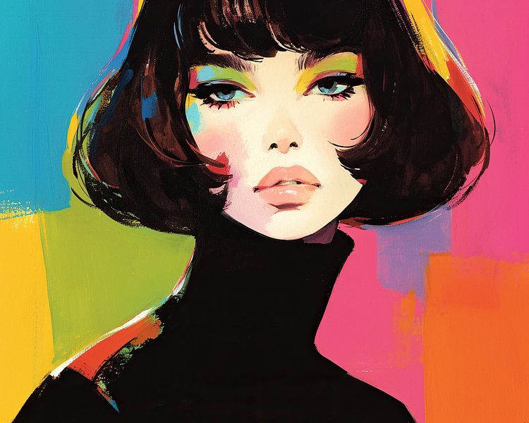Female portrait | Colour Swirl Elegance by Eye catching paintings