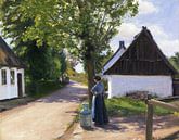 Dänische Dorfstraße mit Bäuerin und Milchmann, HANS ANDERSEN BRENDEKILDE, Ca. 1880 von Atelier Liesjes Miniaturansicht