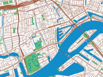Kaart van Rotterdam Centrum in de stijl Urban Ivory van Map Art Studio