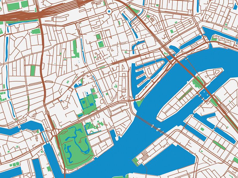 Kaart van Rotterdam Centrum in de stijl Urban Ivory van De Kaartenwinkel