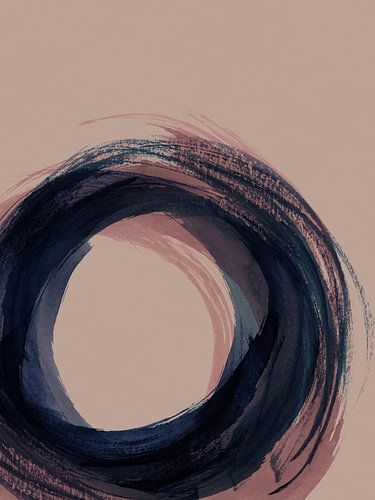 Strepen 5C | Enso Cirkel Abstract | Donkerblauw Indigo & Roos