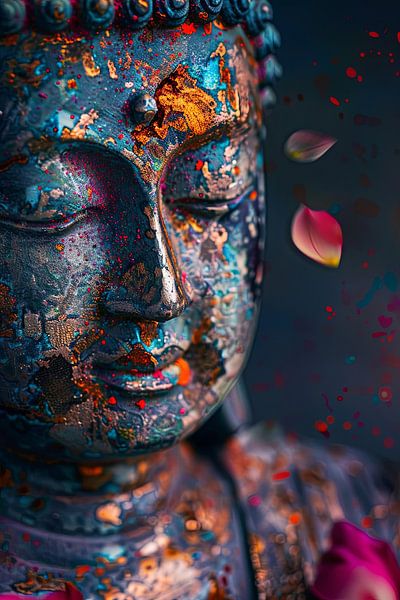 Farben der Erleuchtung - Buddha-Statue von Poster Art Shop