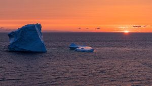 IJsberg voor de kust van Twillingate Newfoundland tijdens zonsondergang