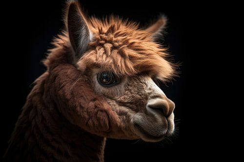 Alpaca Portret Met Donkere Achtergrond