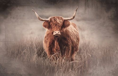Scottish Highlander in the Drenthe countryside