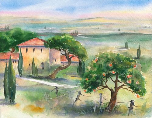 Toskana mit Orangenbaum