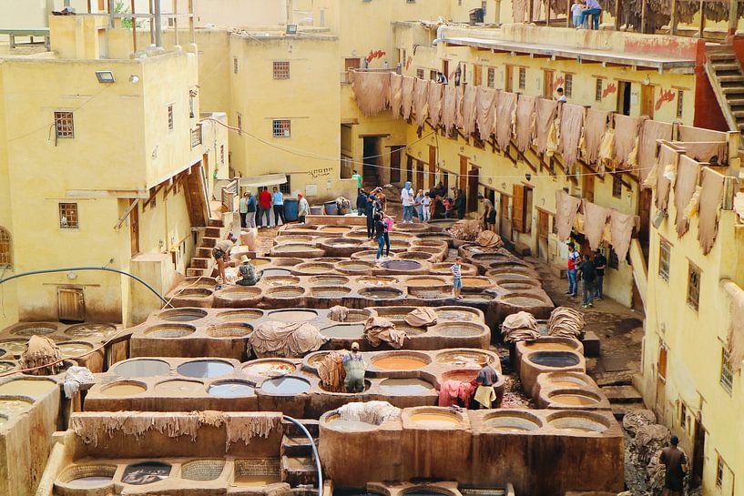 Moroccan tanneries - authentic street scene from Fez by Arman Angishan