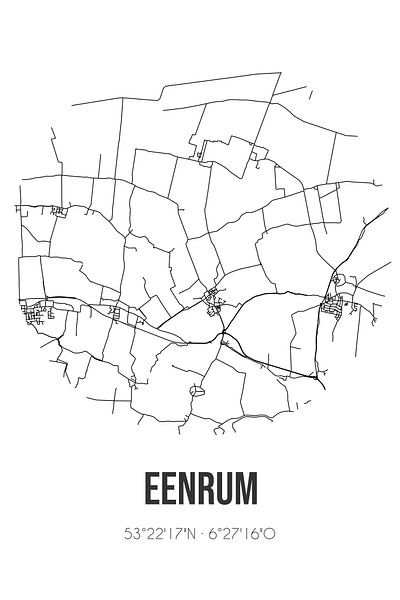 Eenrum (Groningen) | Map | Black and white by Prints of Place