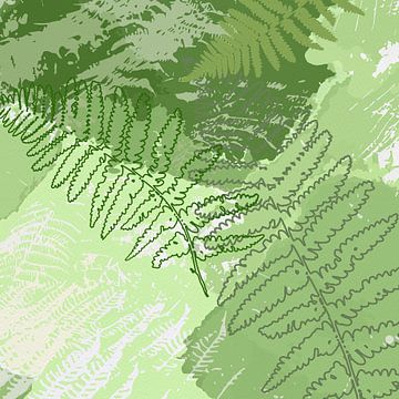 Abstract fern leaves in green 2 van Dina Dankers