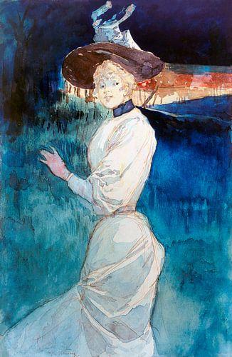 Elegant in een witte jurk in een landschap, Henry Somm