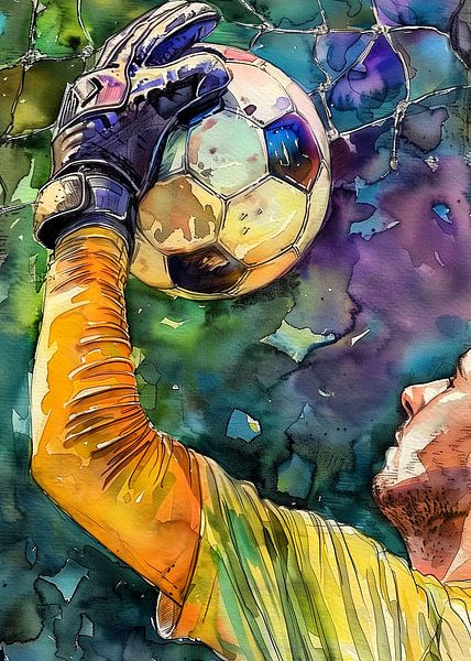 Goalkeeper football watercolor sport art #football by JBJart Justyna Jaszke