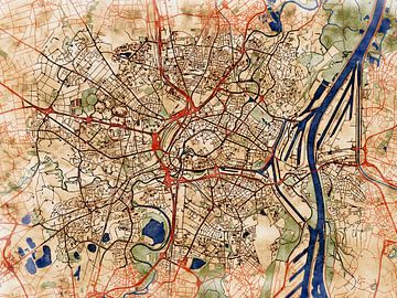 Kaart van Strasbourg in de stijl 'Serene Summer' van Maporia