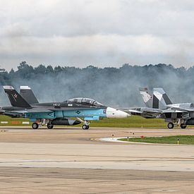 Twee F/A-18 legacy Hornets van de U.S.Navy. van Jaap van den Berg