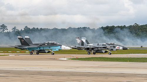 Deux F/A-18 Legacy Hornets de la marine américaine.