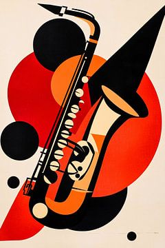 Abstracte saxofoon poster kunst van Imperial Art House