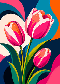 Vibrant Abstract Tulip Floral Illustration