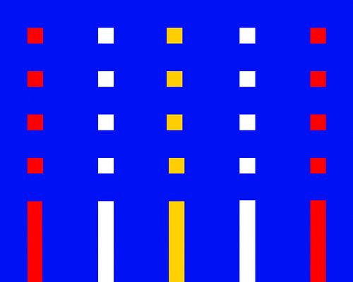 Colored bars and blocks on blue background V2