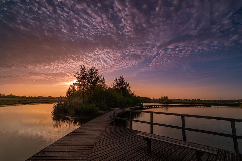 Sonnenuntergang am Steg, Zuidpolder Barendrecht von Rob Bout