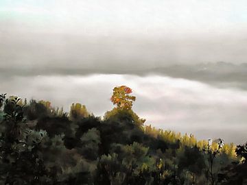 Vallei mist in Umbrië 2 van Dorothy Berry-Lound