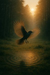 Wings of Light - Vogel im Morgennebel