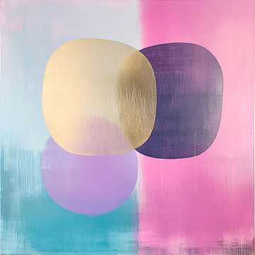 Goud Roze | Abstracte Gouden en Paarse Cirkels van Modern Collection