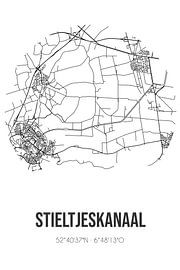 Stieltjeskanaal (Drenthe) | Carte | Noir et blanc sur Affiches de lieux