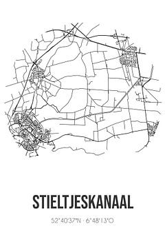 Stieltjeskanaal (Drenthe) | Karte | Schwarz und Weiß von Rezona