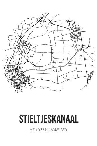 Stieltjeskanaal (Drenthe) | Landkaart | Zwart-wit