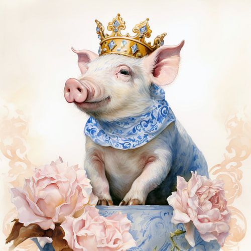 Koninklijk varken met kroon