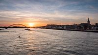 Sunrise Waal bridge at Nijmegen