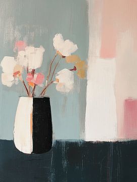 Stilleben mit Blumen in Pastellfarben von Japandi Art Studio