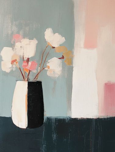 Stilleven met bloemen in pastelkleuren