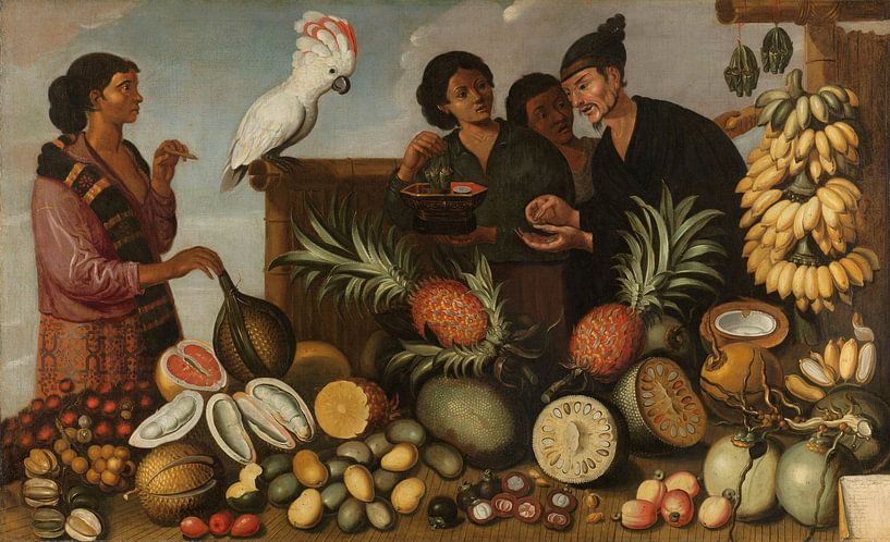 Un étal de marché à Batavia, Andries Beeckman par Des maîtres magistraux