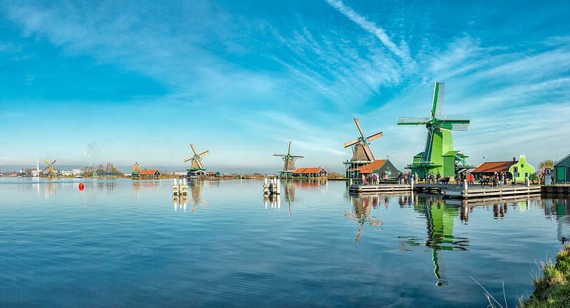 Windmills on the river Zaan near the Zaanse Schans, Zaandam, North Holland, Netherlands by Rene van der Meer