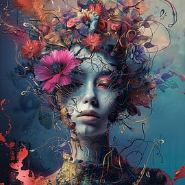 De bloemenkrans: symbool van leven en schoonheid" van julieart 66