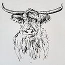 Lijntekening van koe op ruw papier van Emiel de Lange thumbnail