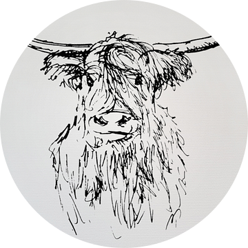 Lijntekening van koe op ruw papier van Emiel de Lange