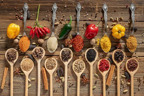 Exotische wereld van specerijen: chili, kaneel en steranijs