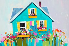 Colourful flower house in spring splendour by Poster Art Shop