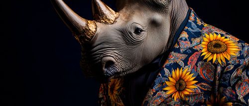Neushoorn in een bloemenpatroon - Creatief