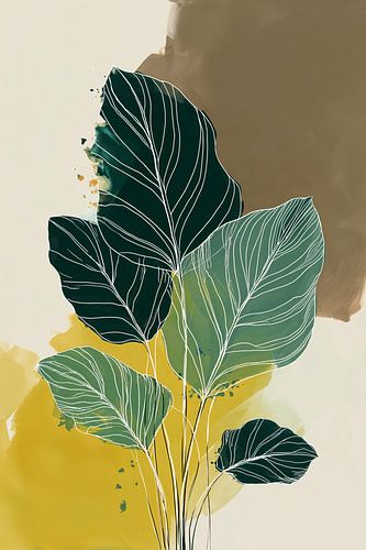Minimalistisch Bladerspel in Groen & Goud no.4 by Studio BB