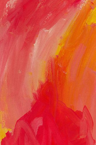Aquarelle abstraite en rose, rouge, orange, jaune.