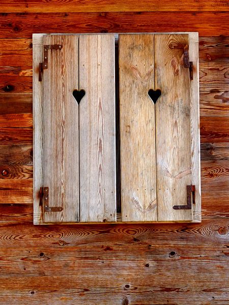 Je t'aime... (Aveugle en bois avec des cœurs) par Caroline Lichthart