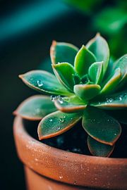 Succulente avec gouttes d'eau sur Poster Art Shop