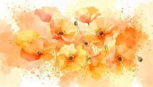 Traum von Mohnblumen - ai Aquarellmalerei