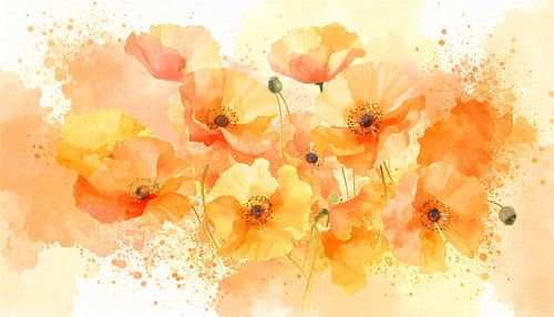 Dream of Poppies - ai Watercolour Art by Martin Mol